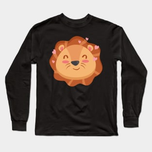 Cute Lion Cartoon Animals Character Design Long Sleeve T-Shirt